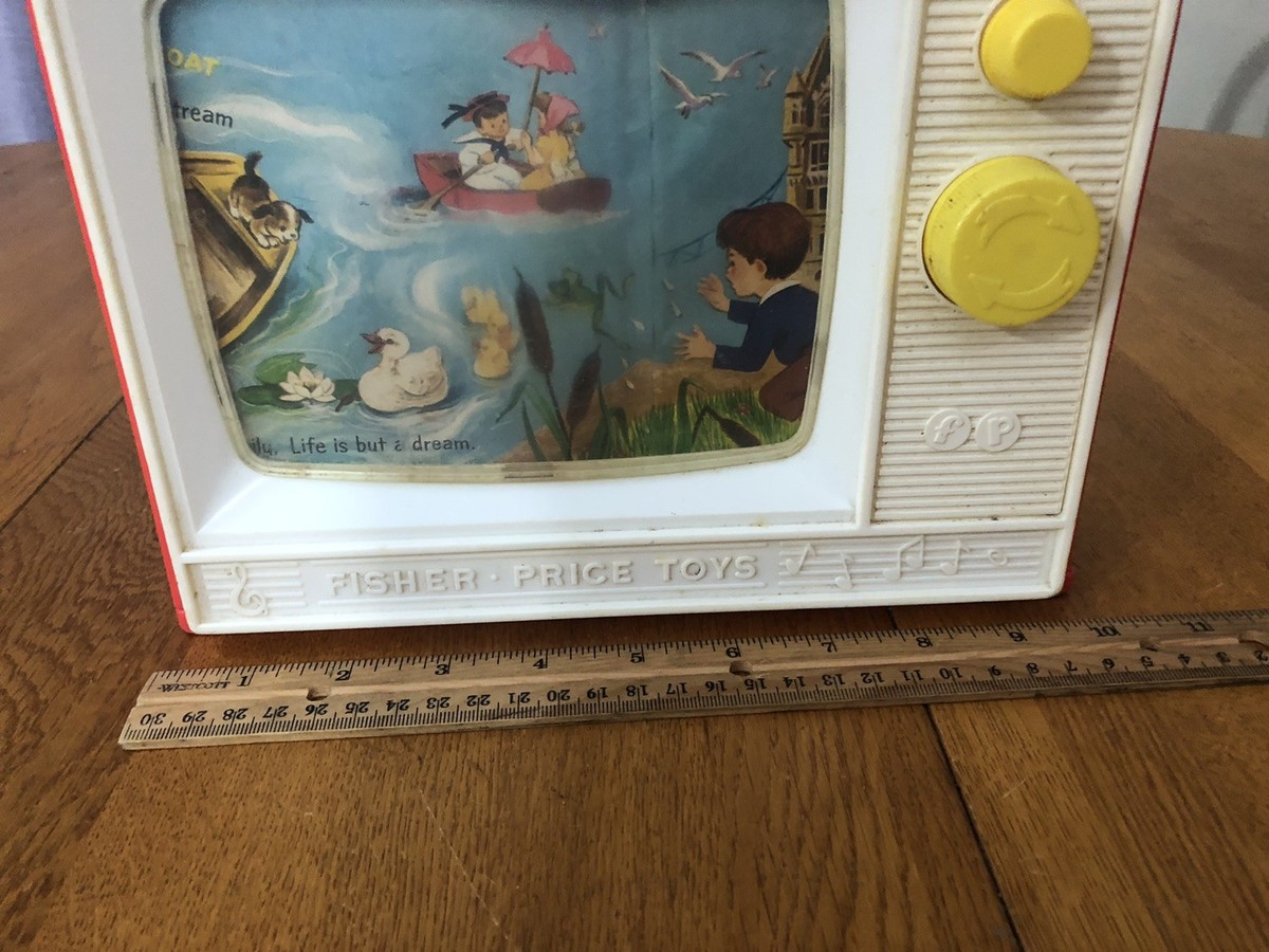 VTG 1966 FISHER PRICE TWO TUNE MUSIC BOX TV #114 LONDON BRIDGE/ROW