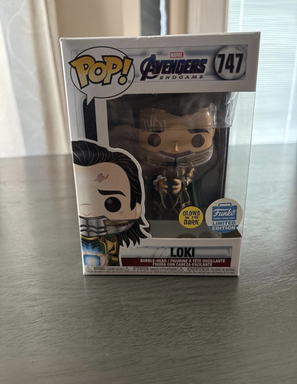 Funko Pop! Marvel Avengers Endgame Loki Glow in the Dark Funko Shop Ltd Ed #747