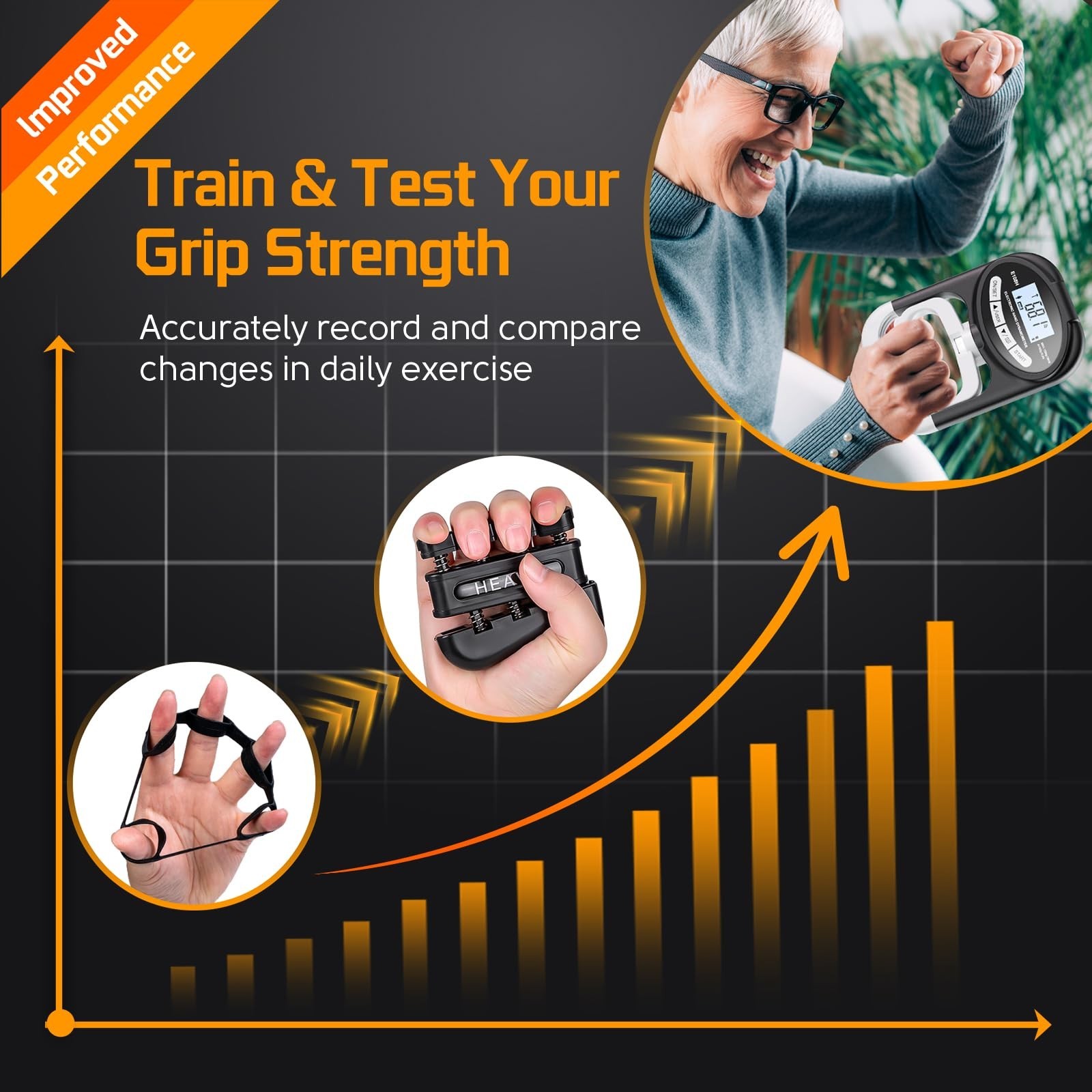 Grip Strength Tester Trainer Dynamometer - Hand Grip Dynamometer with Hand gr...