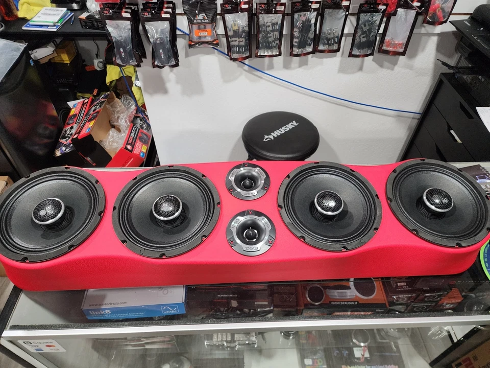 通用39英寸条形音箱播客4x8英寸中频(木质和织物)适用于音频扬声器 — 第 4/4 张图片