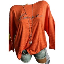 Shirt Tom Tailor 3/4 Ärmel Orange Aufdruck bis Gr. XXXL dicker Stoff (3252) NEU