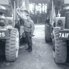 c1950s US Army Soldier 7th Unit Military Cargo Trucks Vehicles Snapshot Photo 4"