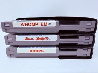 Jaleco Whomp 'Em, Bases Loaded 2, Hoops Vintage NES Nintendo Video Game Lot!