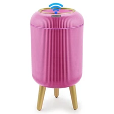 Pukomc Automatic Sensor Trash Can, Pink, Waterproof, Touchless, Home/Office