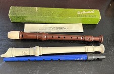 Vintage Boxed Dolmetsch Recorder & 1 Other & A Clarkes Meg Tin Whistle