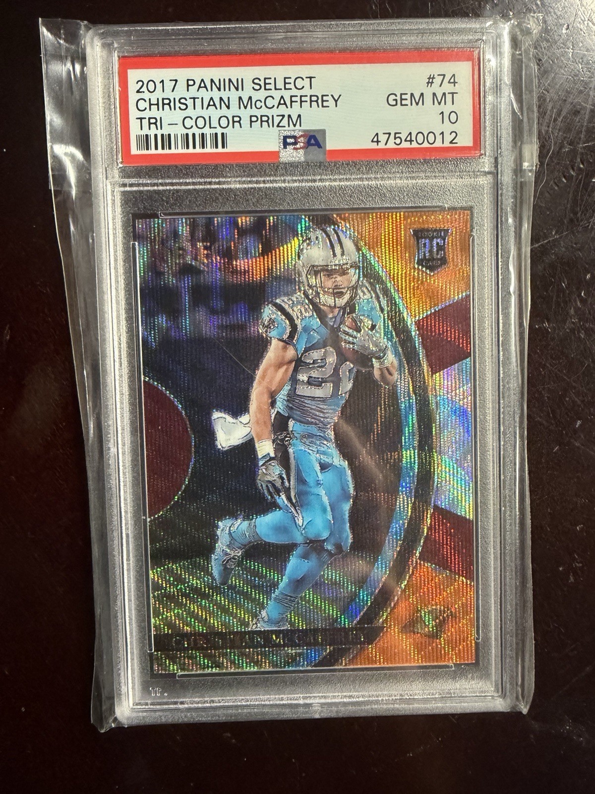 Christian McCaffrey Select Tri Color Rookie Card /199 PSA 10