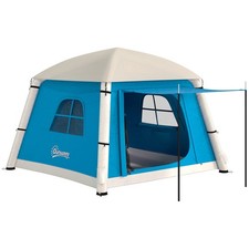 Outsunny Inflatable Camping Tent, 2 Man Tent, Light Blue