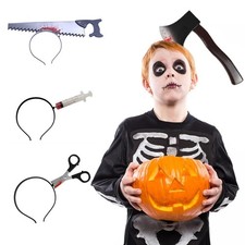 Halloween Bloody Weapon Headband Axe Saw Scissor Cosplay Costume Horror Props