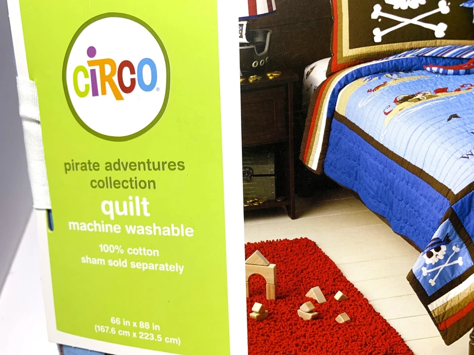 Circo Pirate Adventure 双人被 88 英寸 x 66 英寸 & Sham 20 英寸 x 26 英寸 2 件儿童房新品 — 第 3/4 张图片