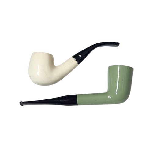 2 farbige Tabakpfeifen Dr Grabow Color Duke weiß "The Pipe" grün