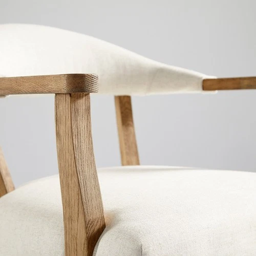 Prater Bar Stool with Beige Wood and Upholstery - Picture 5 of 10