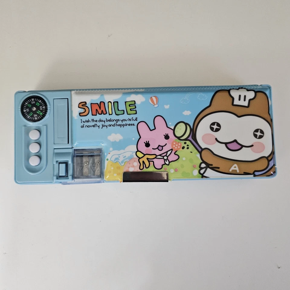 Винтажный Kawaii карандаш чехол, выскакивающие отсеки, точилка, компас / РЕДКАЯ Y2K - Изображение 2 из 4