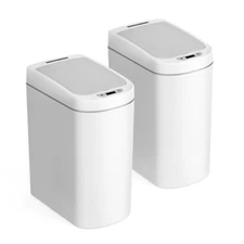 Nine Stars 2-Gallon Automatic Bathroom Trash Can 2pk - Motion Sensor, White