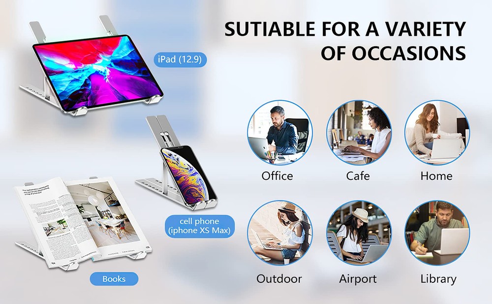 Adjustable Aluminum Laptop Stand Foldable Portable Holder for Comfortable Typing