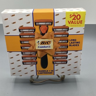 BIC Comfort 3 Refillable Men's 3-Blade Manual Razors, 1 Handle and 14