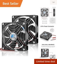120mm 12V Computer Fan 2-Pin DC Cooling Fan 1800RPM Dual Ball Bearing 12 Volt...