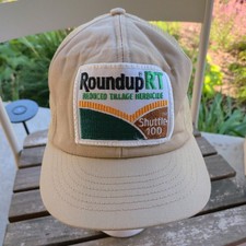 Vtg Roundup RT Trucker Hat Made In The USA Patch Cap Agriculture Farming Farm US