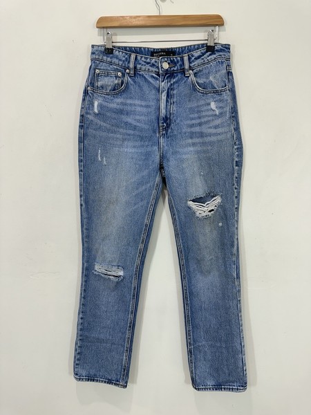 Decjuba Jeans Women AU 10 (31x30) Blue Denim Distressed High Rise Zip Fly