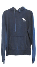 Mens Abercrombie Fitch Muscle Hoodie Sweatshirt XL Blue VTG Moose Logo Casual