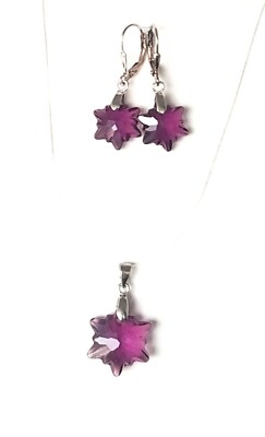 Anhänger und Ohrringe mit Swarovski Elementen Amethyst und Silber 925
