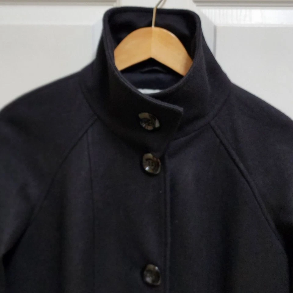Abrigo Weather Tamer Pea para mujer talla M negro mezcla de lana botón preppy cálido al aire libre Foto 4 de 4