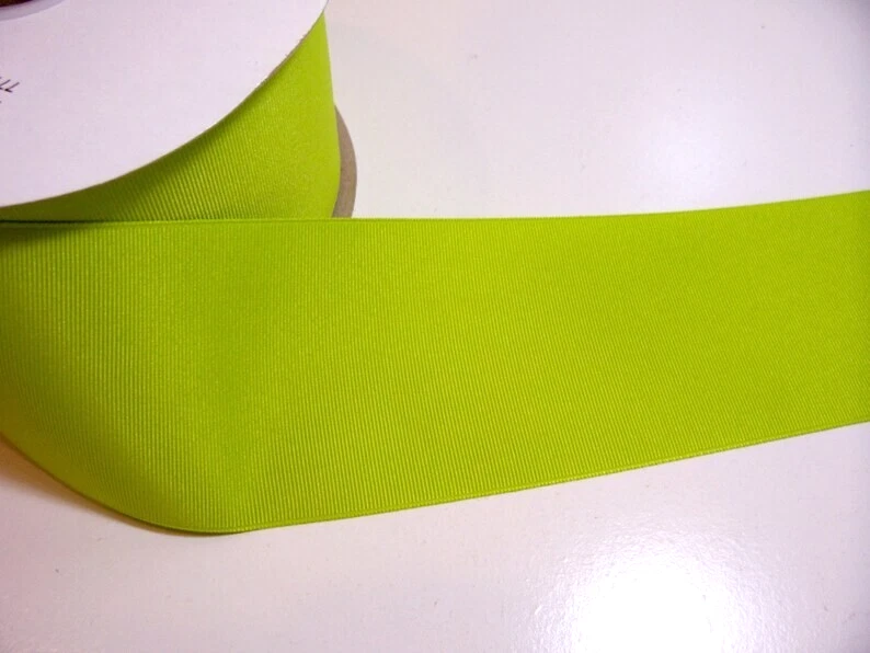 Green Grosgrain Ribbon 3 inches wide x 7 yards Schiff Lime Polyester Cheer B40 - Image 2 of 4