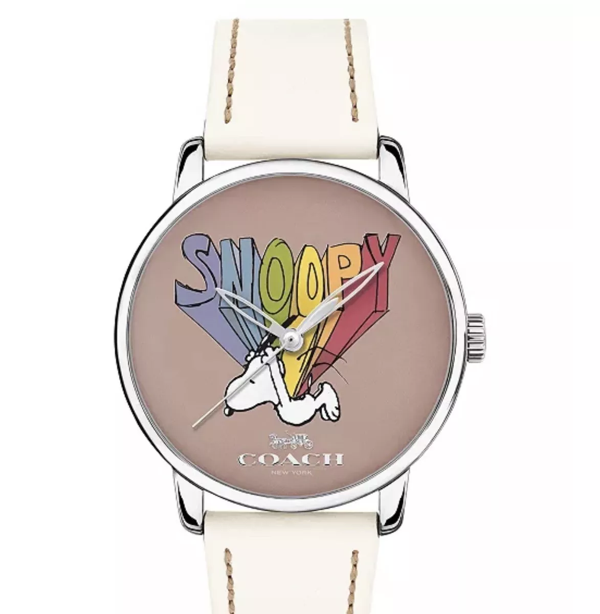 COACH Peanuts' Snoopy Grand Chalk Leather Strap Watch 40mm limited-edition