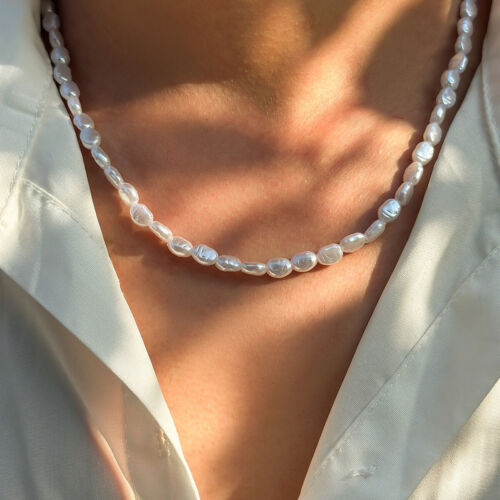 Men's and Women's Irregular Pearl Necklaces Fashionable Collarbone Chain Jewelry - Picture 2 of 12
