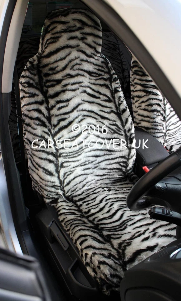 Rover 400 Tourer  - GREY TIGER Faux Fur Furry Car Seat Covers - Full Set - Imagen 2 de 4