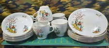 18pc SET Barratt's Delphatic ENG China: 6 Plates 6 Tea cups 6 T-Plates Oriental