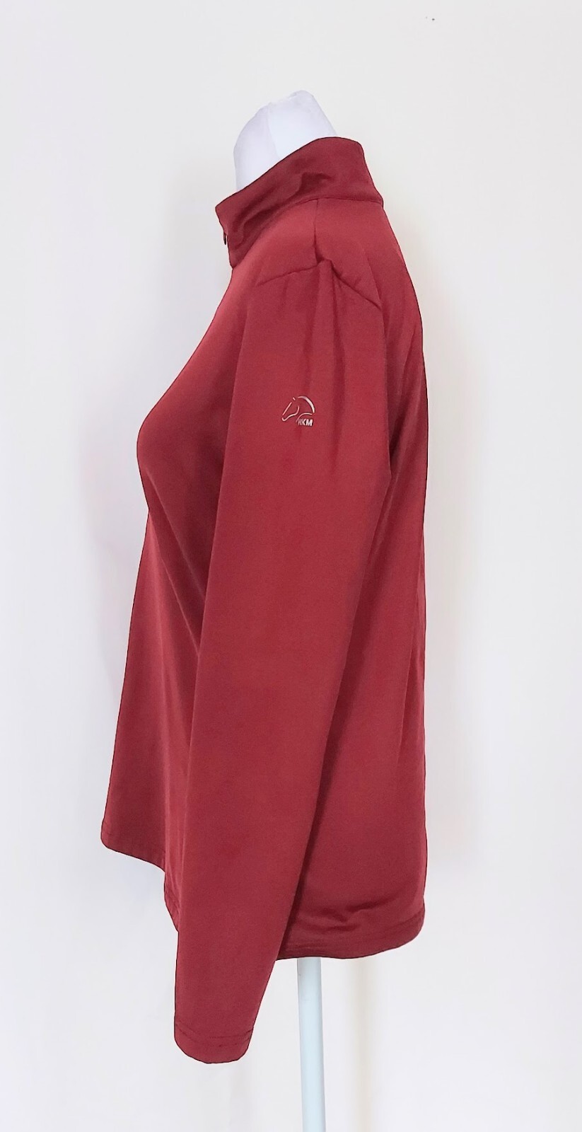 HKM Womens Size Medium Long Sleeve 1/4 Zip Functional Shirt Burgandy Red