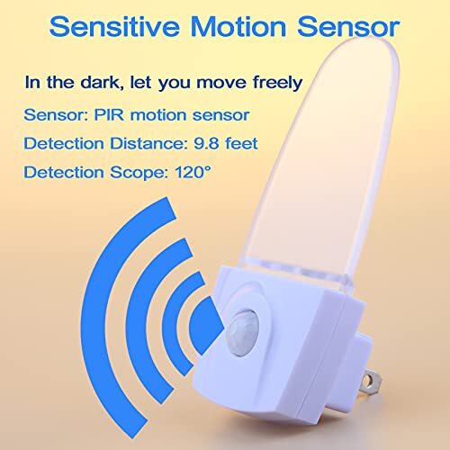 2 Pack Blue Motion Sensor Night Light Plug In Night Lights for Bedroom Bathroom - Picture 4 of 6
