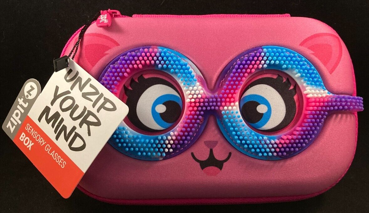 Zipit - Sensory Glasses - Storage Box - Pencil Box - Pink - Unzip