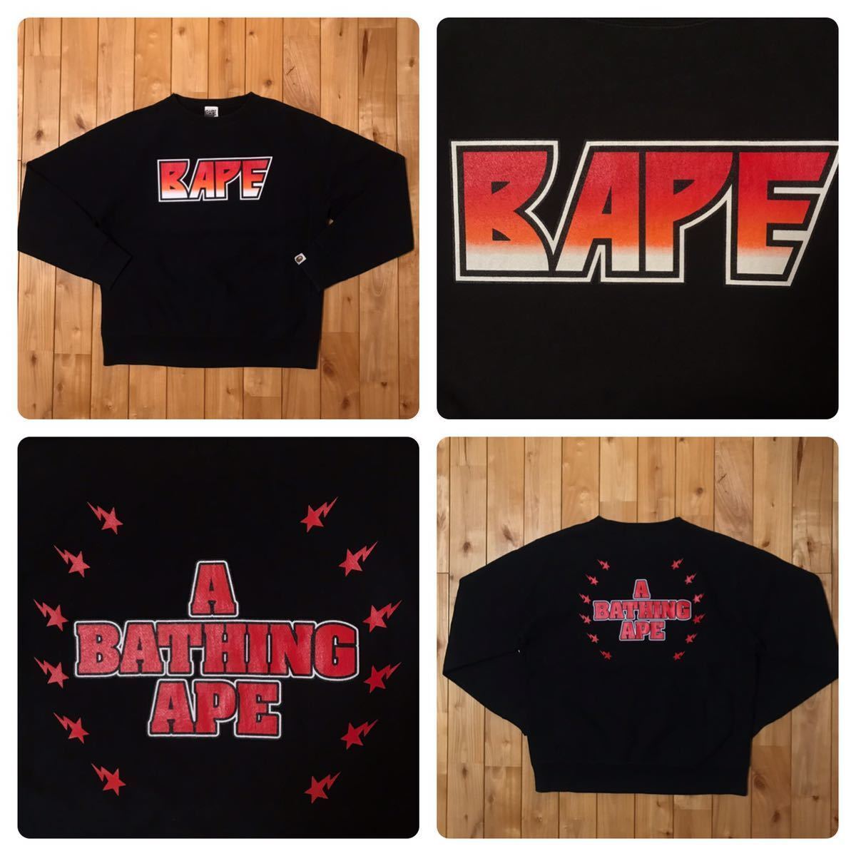 BAPE KISS logo long sleeve sweat shirt Black A Bathing Ape BAPE KISS logo long sleeve sweat shirt Black A Bathing Ape