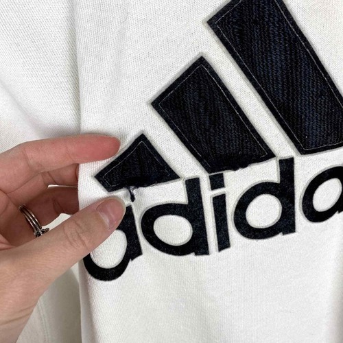Vintage Adidas White Hoodie Sweatshirt 3 Stripes Size XL - Picture 6 of 8