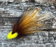 Tarpon Toad Flies 2/0 Hook Brown/Yellow ( 2 Pack ) Redfish Saltwater Flies