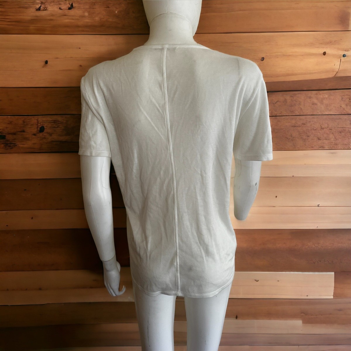 THE ROW Ivory cashmere-tencel blend scoop-neck T-shirt | eBay