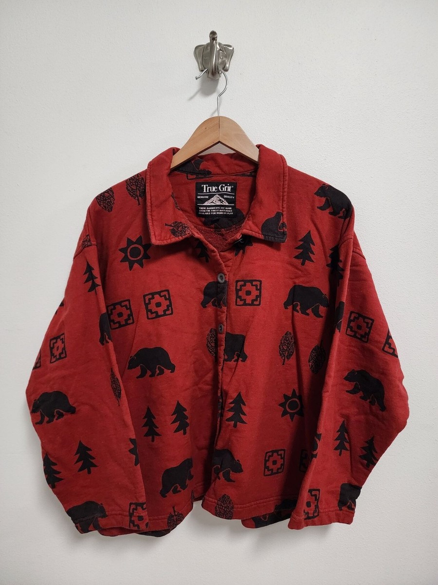 True Grit red black mesa horse cool cotton fleece jacket XL boys