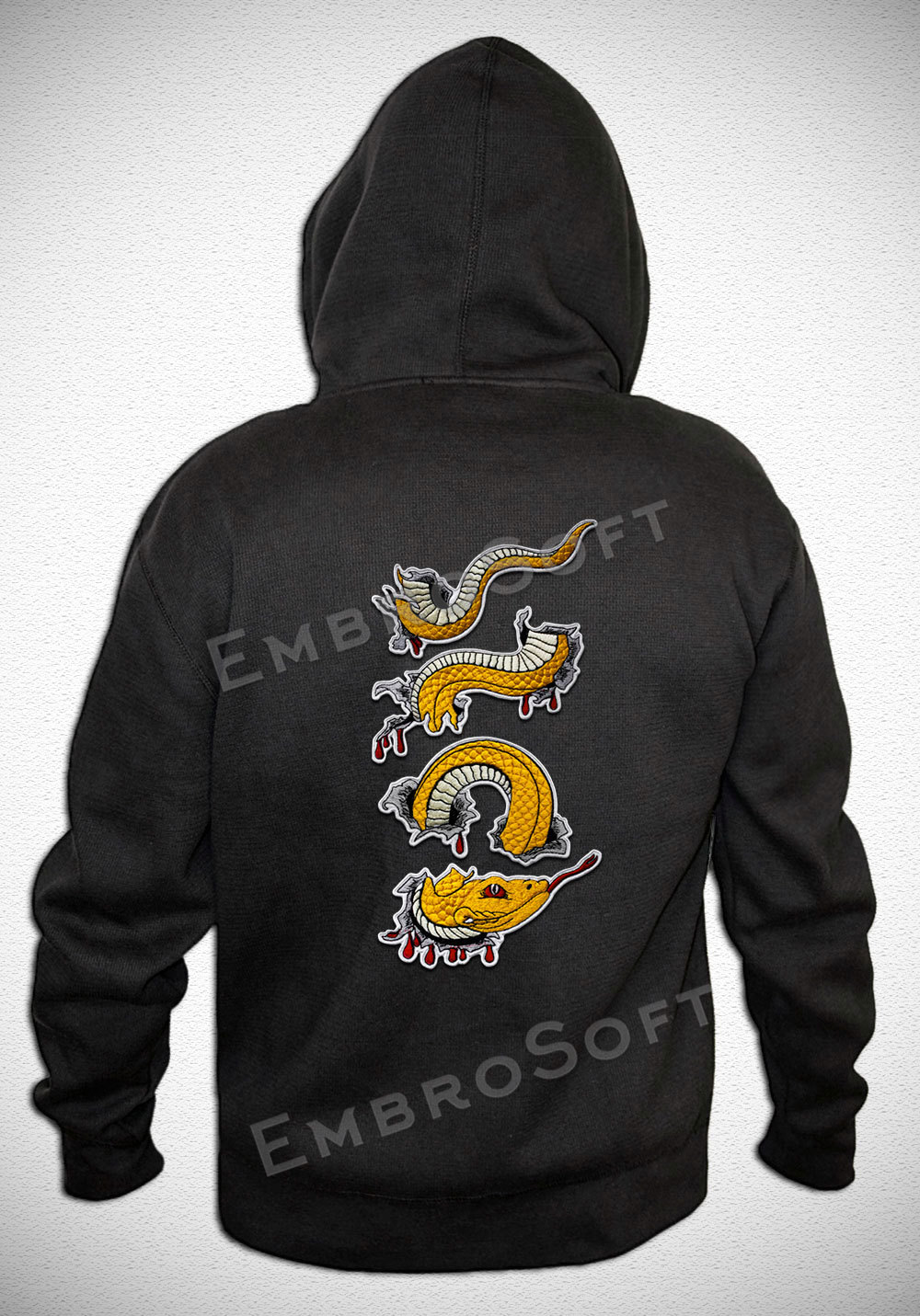 Golden Anaconda Snake Large Embroidered Patch For Back Iron On SIZE: 6.7"x11.8"