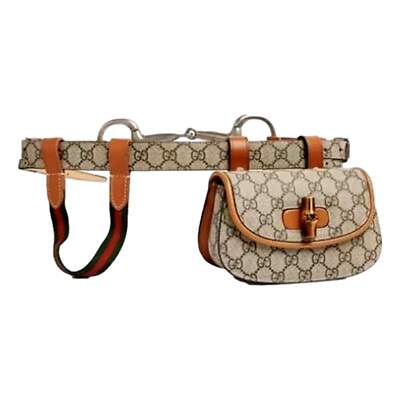New Gucci GG Supreme Monogram Web Bamboo 1947 Mini Belt Bag In