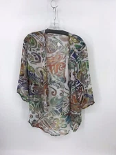 All Hours Preowned Womens Multicolor Open Front Sheer Cardigan Medium