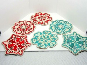 Elegant Snowflake Place Settings Flatware Silverware Sleeves Embroidered Set 6