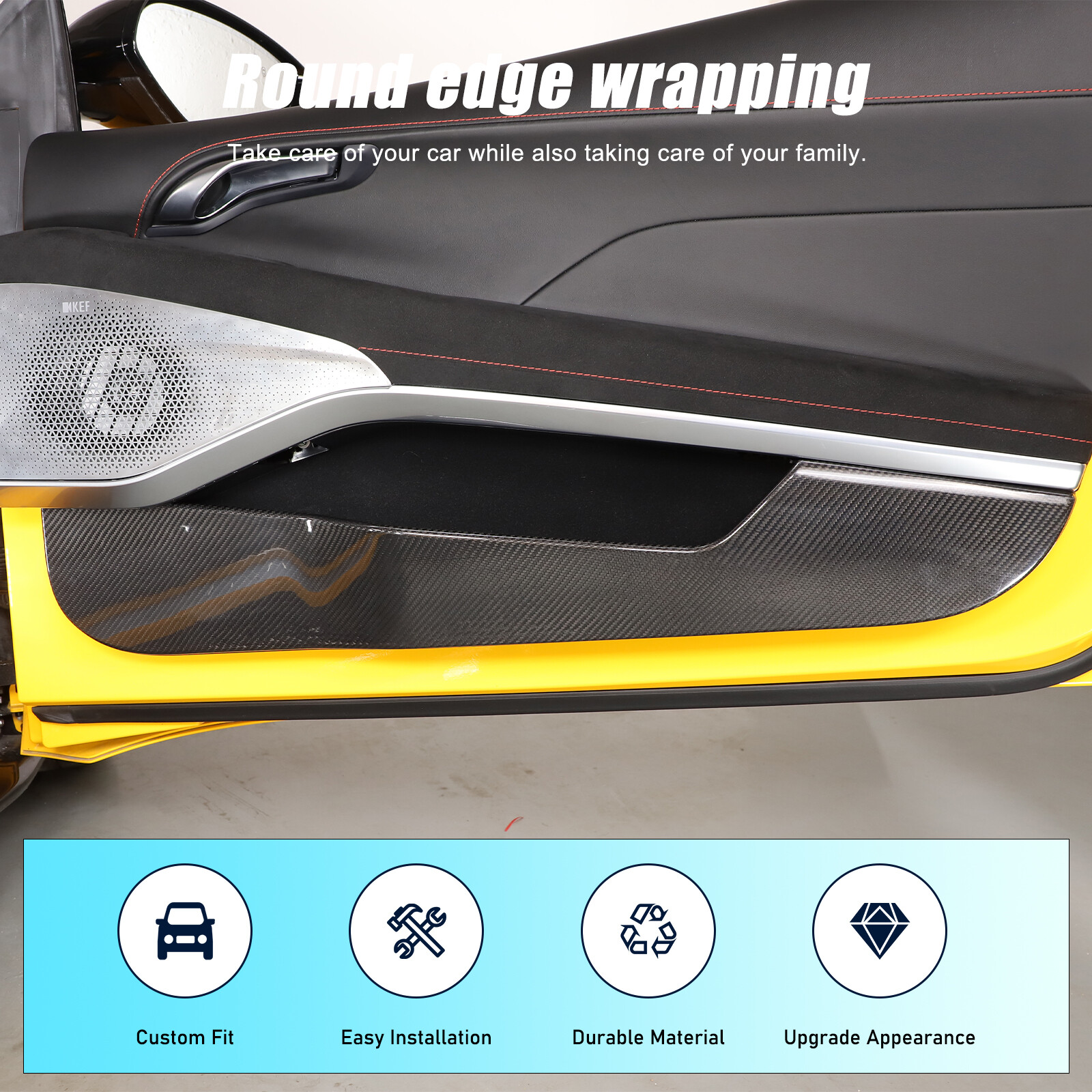 Real Carbon Fiber Inner Door Anti-Kick Panel Cover For Lotus Emira 2022 2023 24