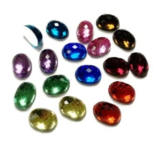 9 PAIRS (18PCS) VINTAGE JOAN RIVERS JEWEL FACETED OVAL 18x13mm. CABOCHONS J69