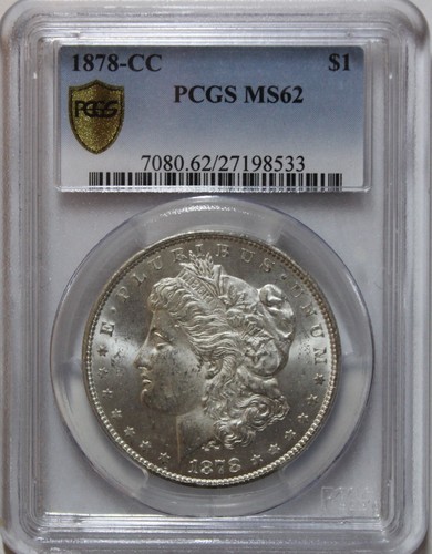 1878 CC Morgan Silver Dollar PCGS Grade MS 62 Uncirculated Rare Date #27198533 - Picture 3 of 4