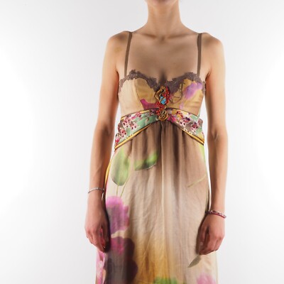 Roberto Cavalli Vintage Long Silk Maxi Summer Evening Gown Dress IT40 US6  Small | eBay
