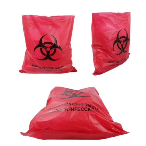 50pcs Red Biohazard Waste PE Medical Garbage Bags Hazard Symbol Waste Bags - Picture 1 of 10