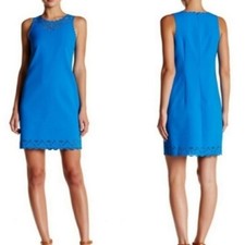 J.Crew Women Scallop laser cut floral sheath Sleeveless Dress sz 6 Petite