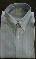 NWOT Brooks Brothers Blue Stripe Supima Button Down 16.5-32 Milano MSRP 140