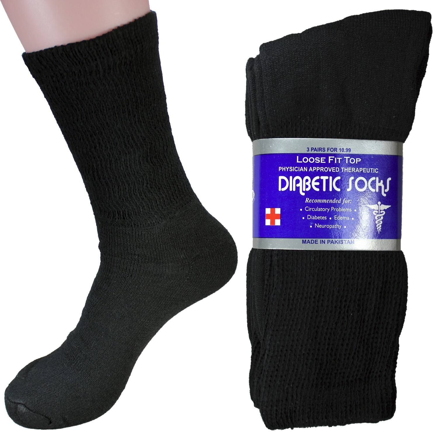 3,6 or 12 Pairs Diabetic Ankle/Crew Circulatory Socks Health Mens Womens Cotton 